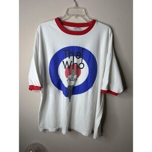 Vintage The Who World Tour 1997 Shirt Mens XL White Red Ringer Band Tee Acton